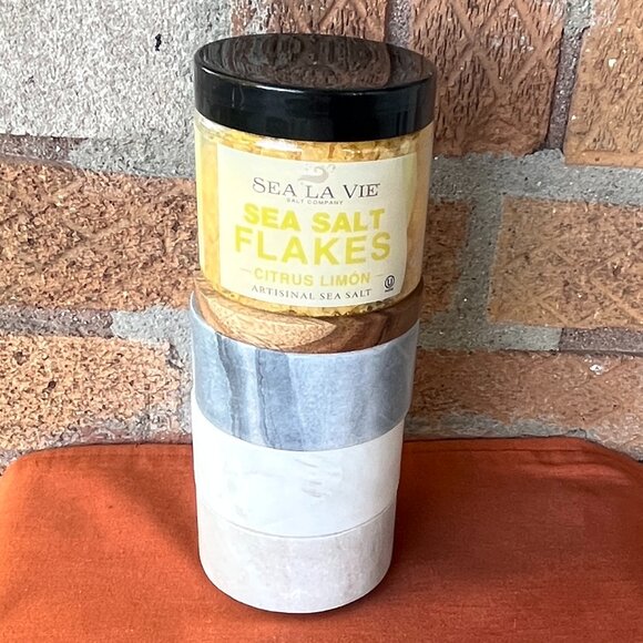 New Set of 3 Marble Nesting Pinch Pots + Gourmet Artisanal Sea Salt Flakes Gift! - Picture 1 of 5